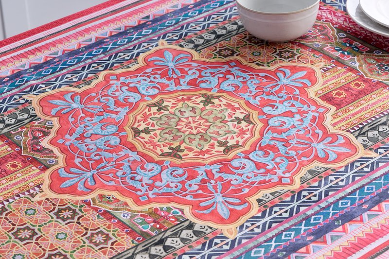 Maison d' Hermine Table Cloth Rectangle Table 100% Cotton 60 x 120 Inches Fall Tablecloth Reusable Everyday Use for Thanksgiving Christmas Decorations Dining Farmhouse Party (Ispahan)