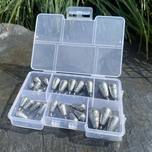 Fishing Weights Sinkers Kit 25pcs Bass Casting Weights Drop Shot Weights with Swivel for Freshwater Saltwater Catfish Weights