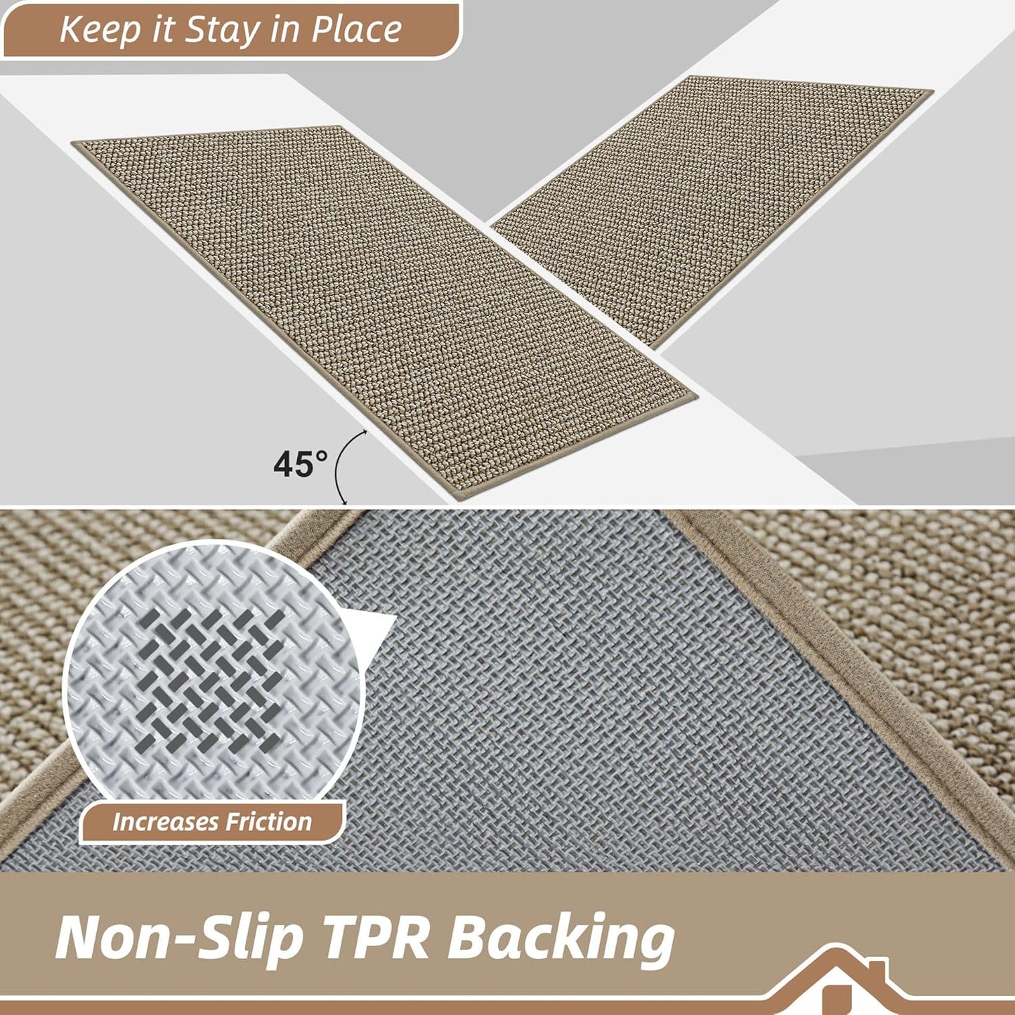 BEQHAUSE Dirt Trapper Door Mat - Non-Slip, Washable, Absorbent Entrance Mat | 20" x 32", Light Beige