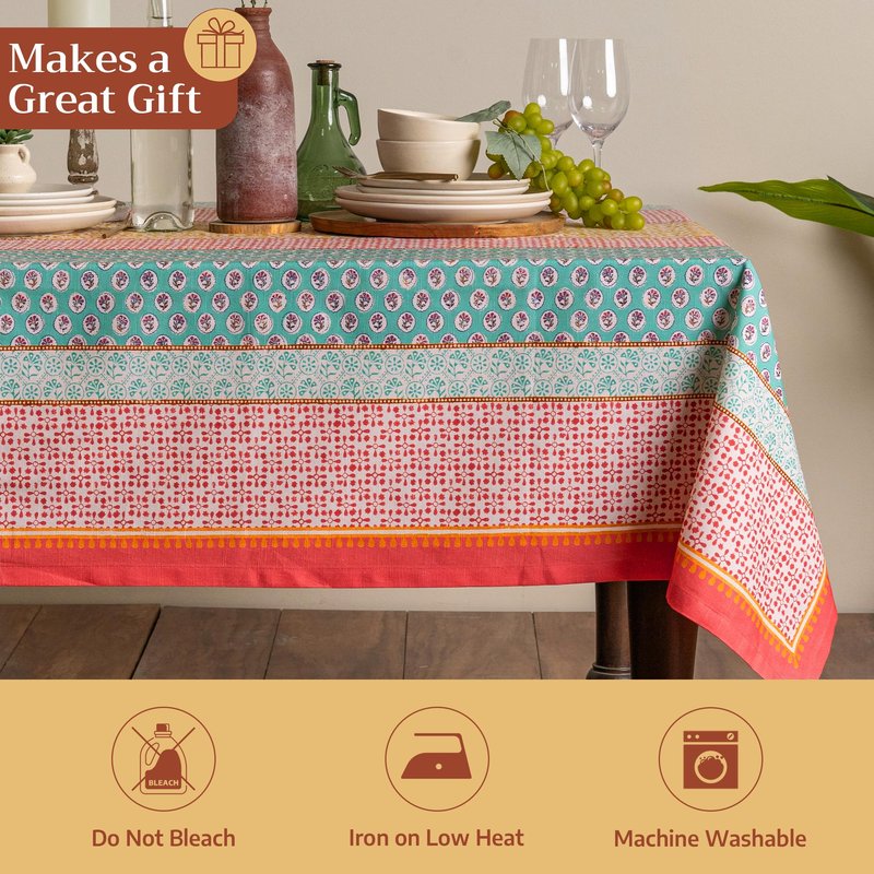 Maison d' Hermine Table Cloth Rectangle Table 100% Cotton 60 x 90 Inches Tablecloth Reusable Decorative for Dining Kitchen Room Farmhouse Home Gifts for Mothers Day Spring Summer - Provence