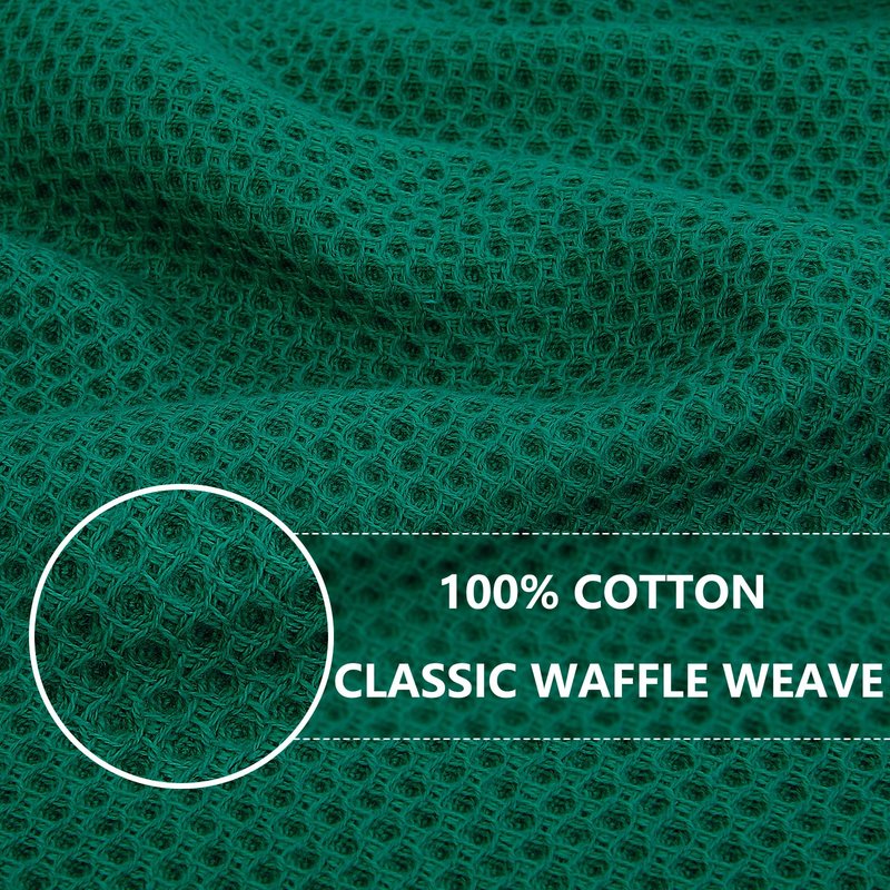 Homaxy 100% Cotton Waffle Weave Kitchen Dish Towels, Ultra Soft Absorbent Quick Drying Cleaning Towel, 13 x 28 Inches, 8-Pack, Dark Green