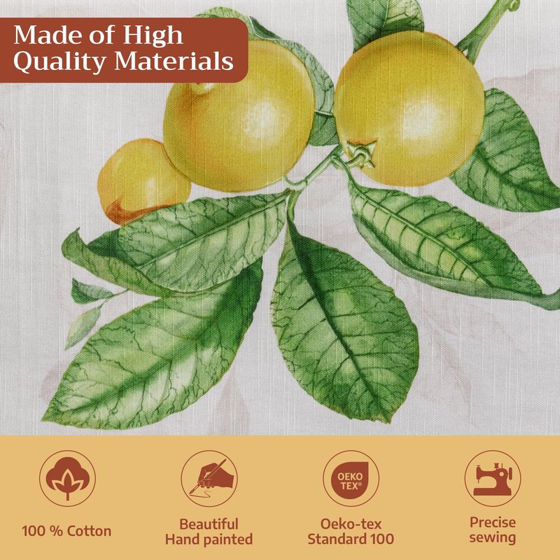 Maison d' Hermine Table Cloth Square Table 100% Cotton 60 x 60 Inches Tablecloth Reusable Decorative for Dining Kitchen Room Farmhouse Home Gifts for Mothers Day Spring Summer - Limoncello