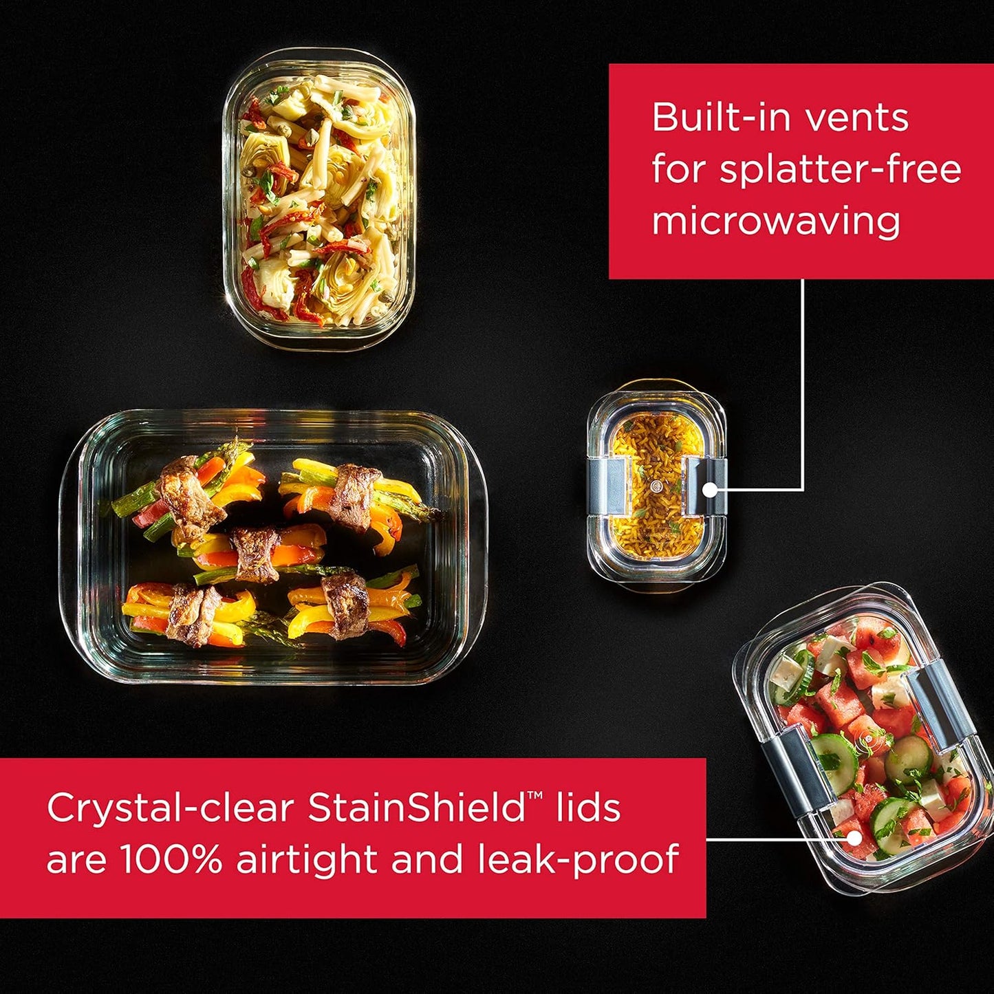 Rubbermaid Brilliance Glass Food Storage Container - 8-Cup, BPA-Free & Leak-Proof | 2-Piece Set