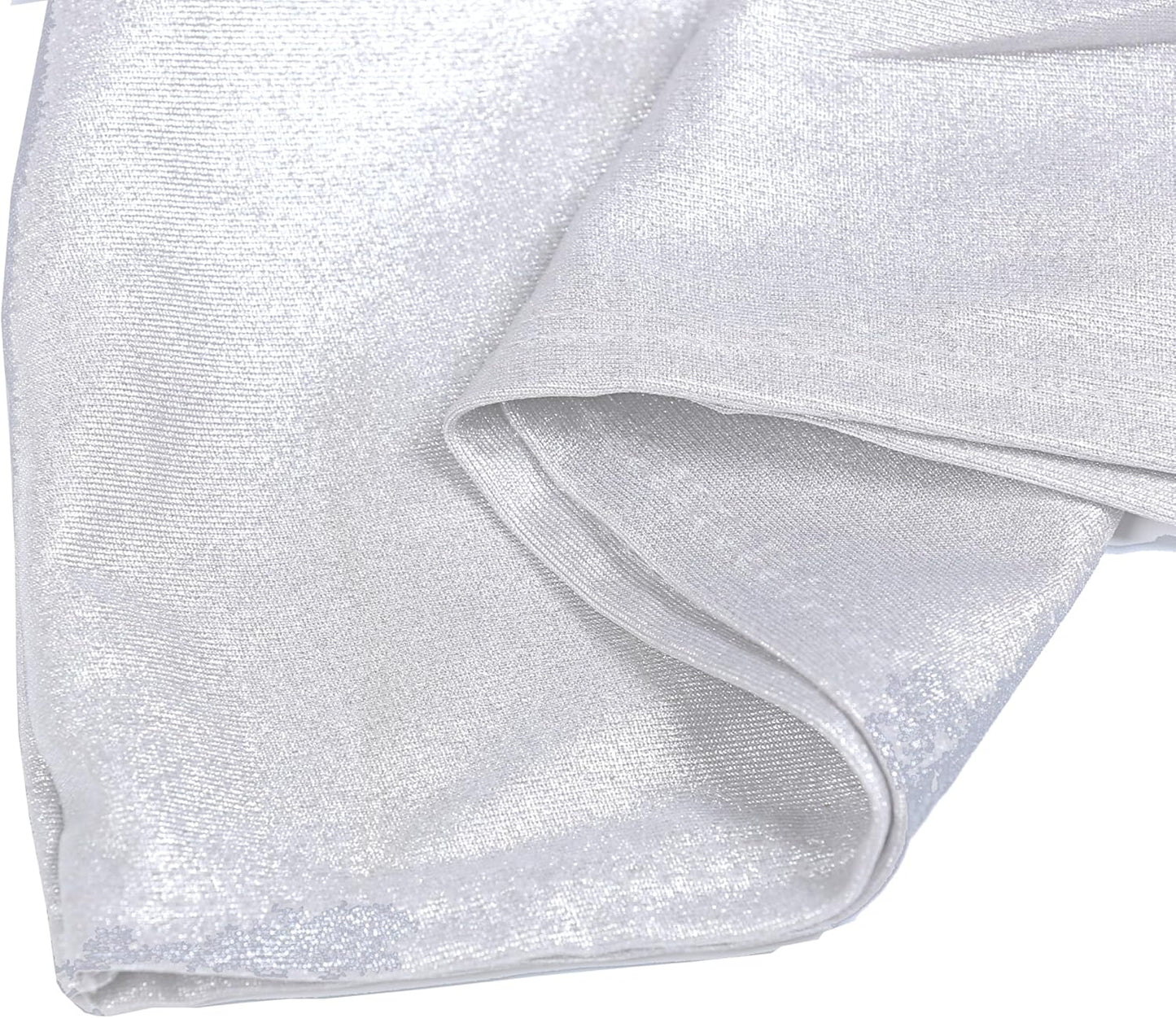 MDS Spandex Foil Chair Sashes - Universal Fit Elastic Stretch Bands with Buckle for Weddings | Metallic Silver - Pack of 10