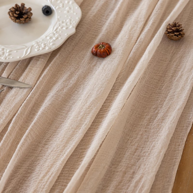 Keketoarrange 3pcs Beige Cheesecloth Table Runner Gauze Rustic 120 Inch 10 FT for Wedding Baby Shower Bridal Shower Birthday Engagement Garden Party Long Sheer Boho Spring Home Decorations