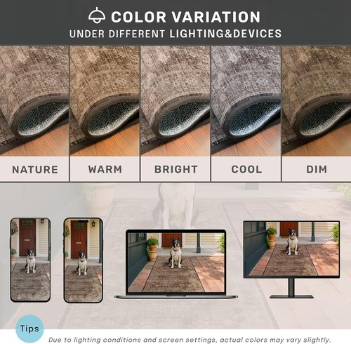 Hazo Haus Boho Taupe Living Room Rug - Vintage Traditional 7x10 Washable Non-Slip Area Rug for Dining & Bedroom