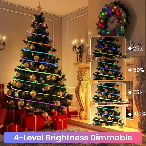 Jnaurb RGB Color Changing Rope Lights - 33ft Smart String Lights with Remote & APP Control | Waterproof Music Sync for Garden & Bedroom