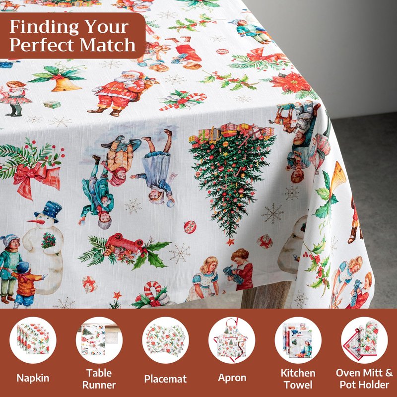 Maison d' Hermine Table Cloth Square Table 100% Cotton 60 x 60 Inches Fall Tablecloth Reusable Everyday Use for Thanksgiving Christmas Decorations Dining Farmhouse Party (Chromo)