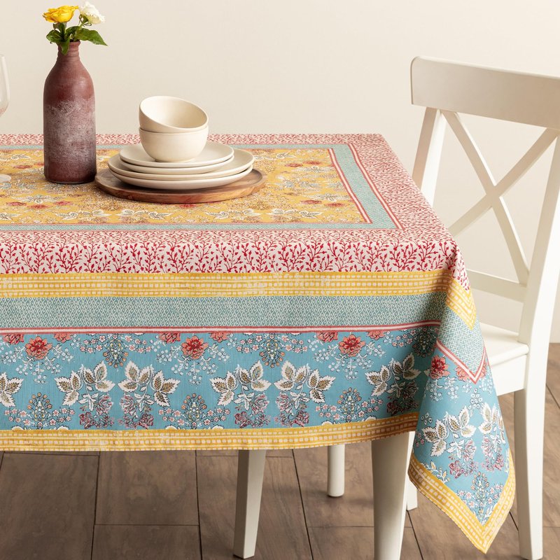 Maison d' Hermine Table Cloth Square Table 100% Cotton 60 x 60 Inches Tablecloth Reusable Decorative for Dining Kitchen Room Farmhouse Home Gifts for Mothers Day Spring Summer - Marquise