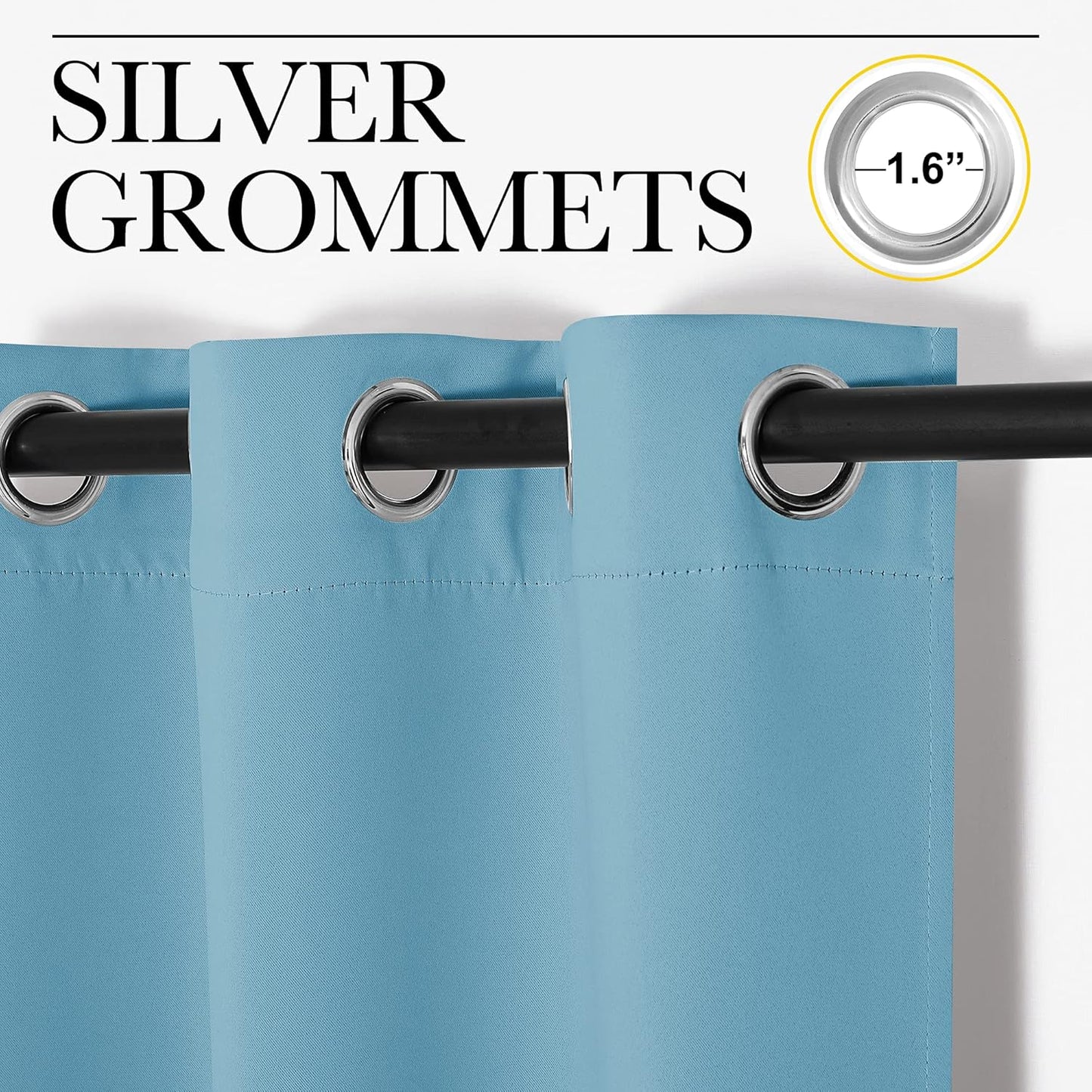 NICETOWN Thermal Curtains - Insulated Blackout Drapes for Kids Room | Teal Blue, Set of 2, 34x84 Inches