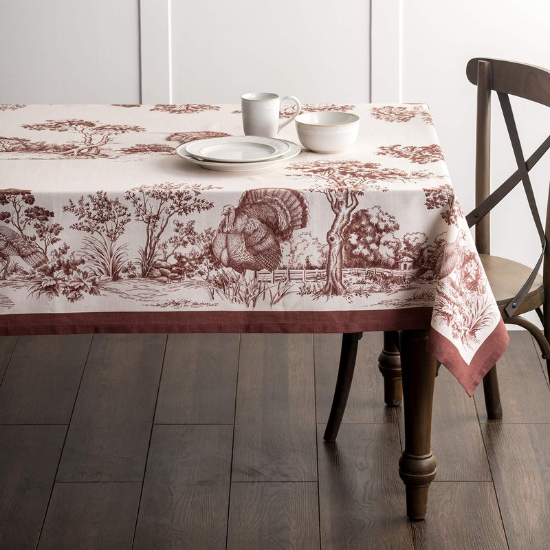 Maison d' Hermine Table Cloth Rectangle Table 100% Cotton 70 x 108 Inches Fall Tablecloth Reusable Everyday Use for Thanksgiving Christmas Decorations Dining Farmhouse Party (Holy Jouy - Brown)