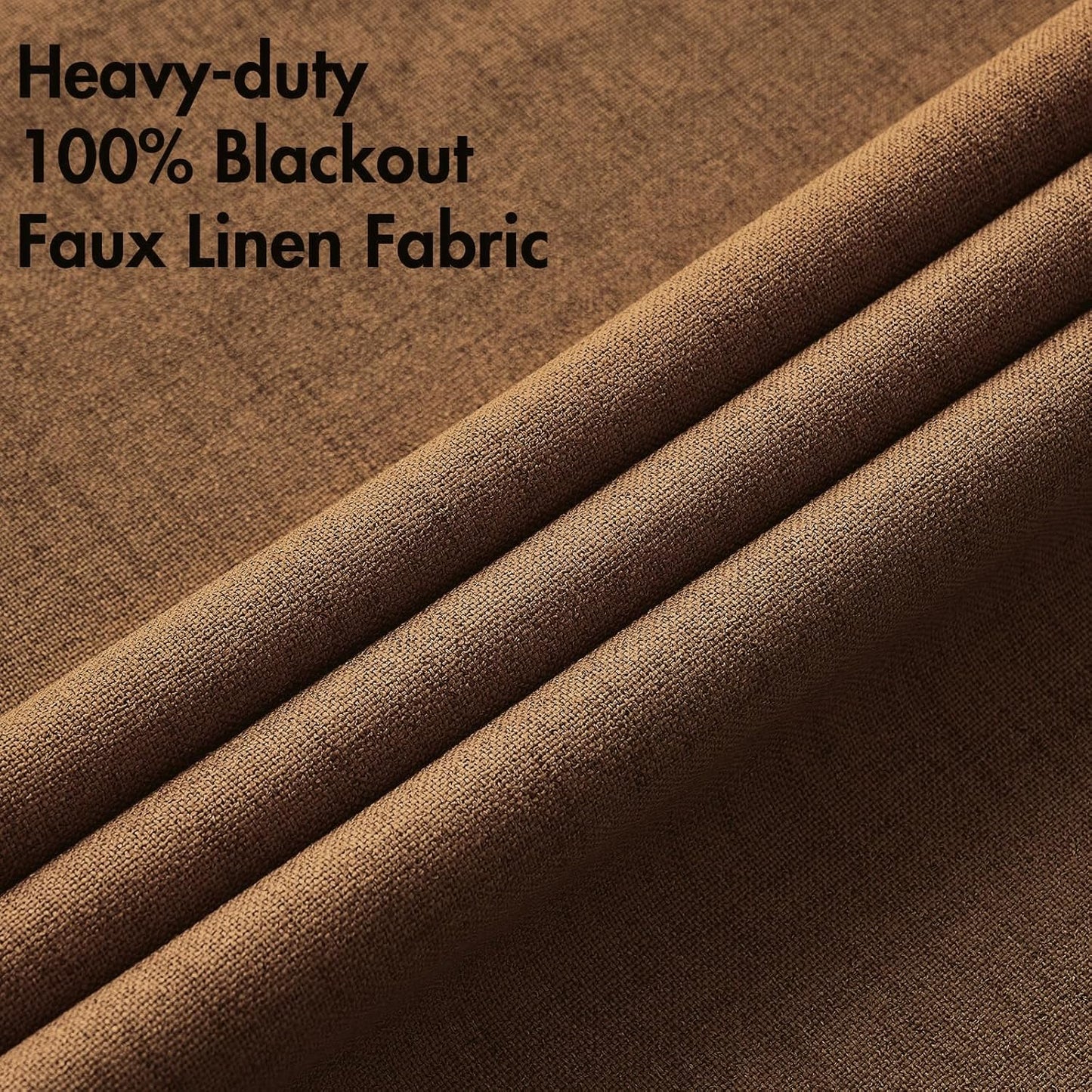 MIULEE Blackout Linen Curtains - Thermal Insulated Room Darkening Drapes | Brown, 52 x 54 Inch (2 Panels)