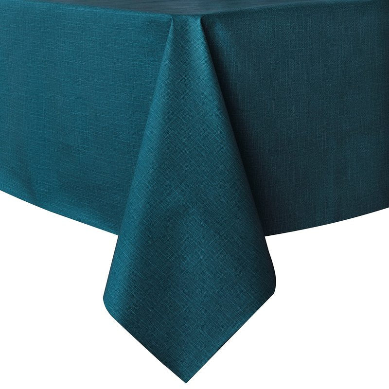 sancua 100% Waterproof Rectangle PVC Tablecloth - 60 x 140 Inch - Oil Proof Spill Proof Vinyl Table Cloth, Wipe Clean Table Cover for Dining Tables, Buffet Parties and Camping, Deep Teal