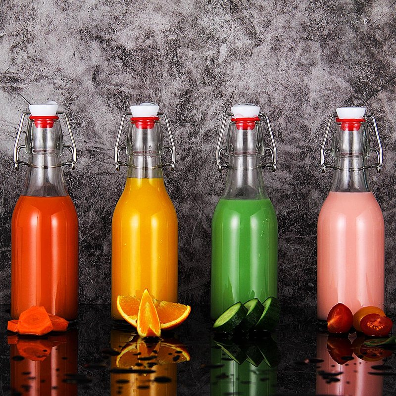 YEBODA 8oz Swing Top Bottles - Glass Beer Bottle with Airtight Rubber Seal Flip Caps for Home Brewing Kombucha, Beverages, Oil, Vinegar, Water, Soda, Kefir (9 Pack)