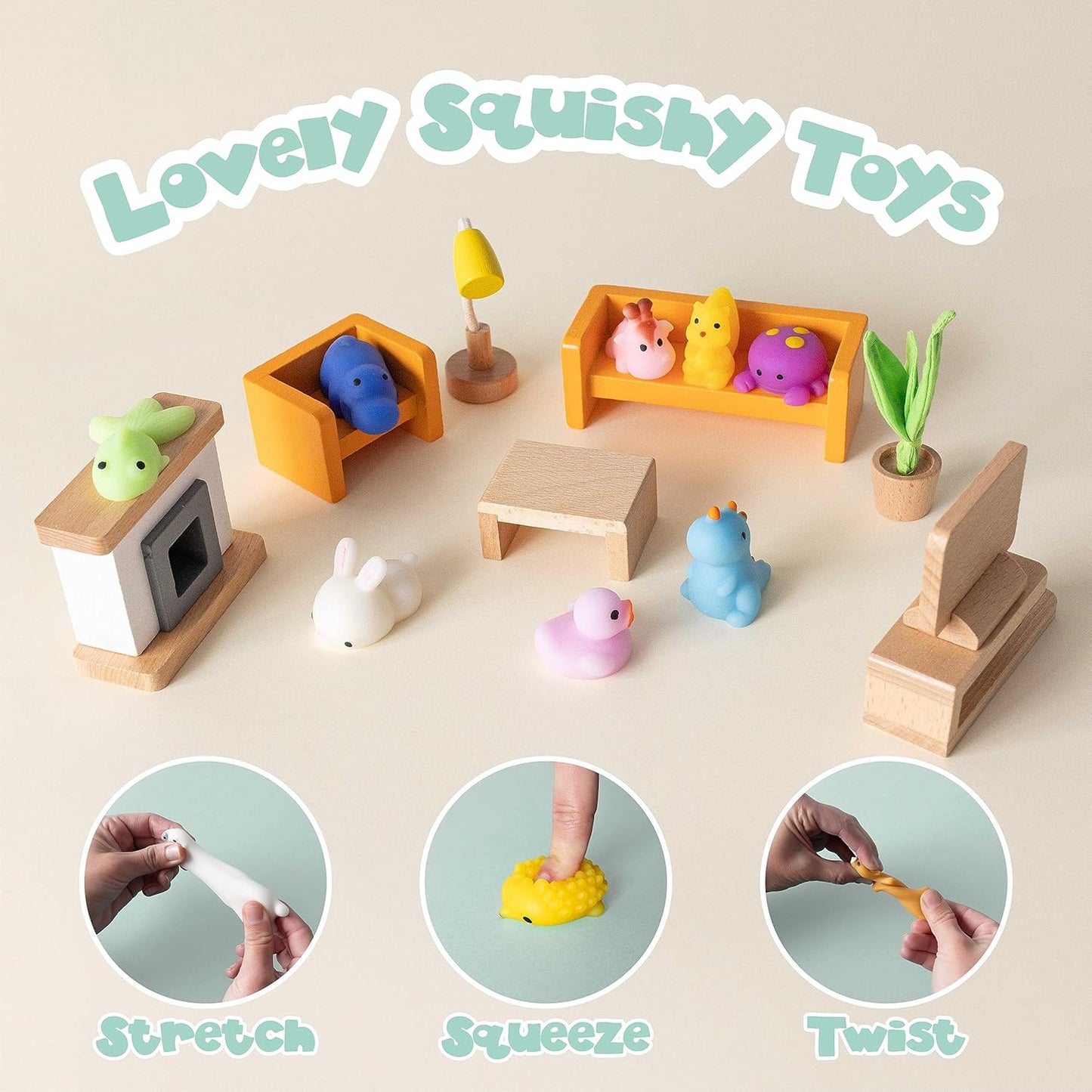 Bonnyco Mochi Squishy Toys - Bulk Pack of 80 for Kids' Party Favors | Ideal Goodie Bag Stuffers