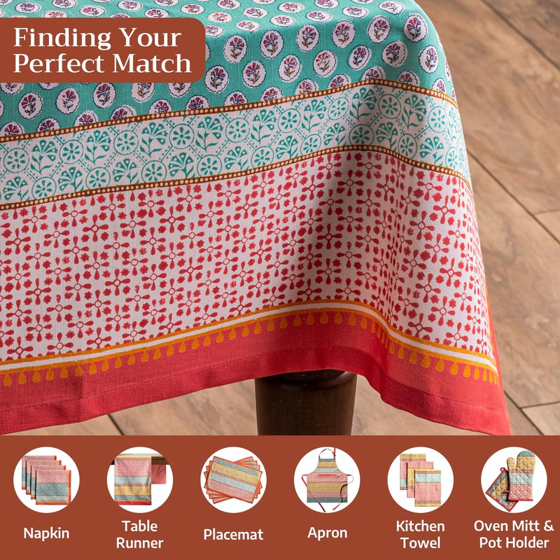 Maison d' Hermine Table Cloth Rectangle Table 100% Cotton 70 x 120 Inches Tablecloth Reusable Decorative for Dining Kitchen Room Farmhouse Home Gifts for Mothers Day Spring Summer - Provence