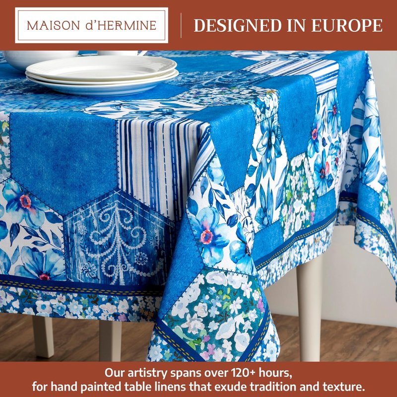 Maison d' Hermine Table Cloth Rectangle Table 100% Cotton 70 x 108 Inches Tablecloth Reusable Decorative for Dining Kitchen Room Farmhouse Home Gifts for Mothers Day Spring Summer - Summer Blues