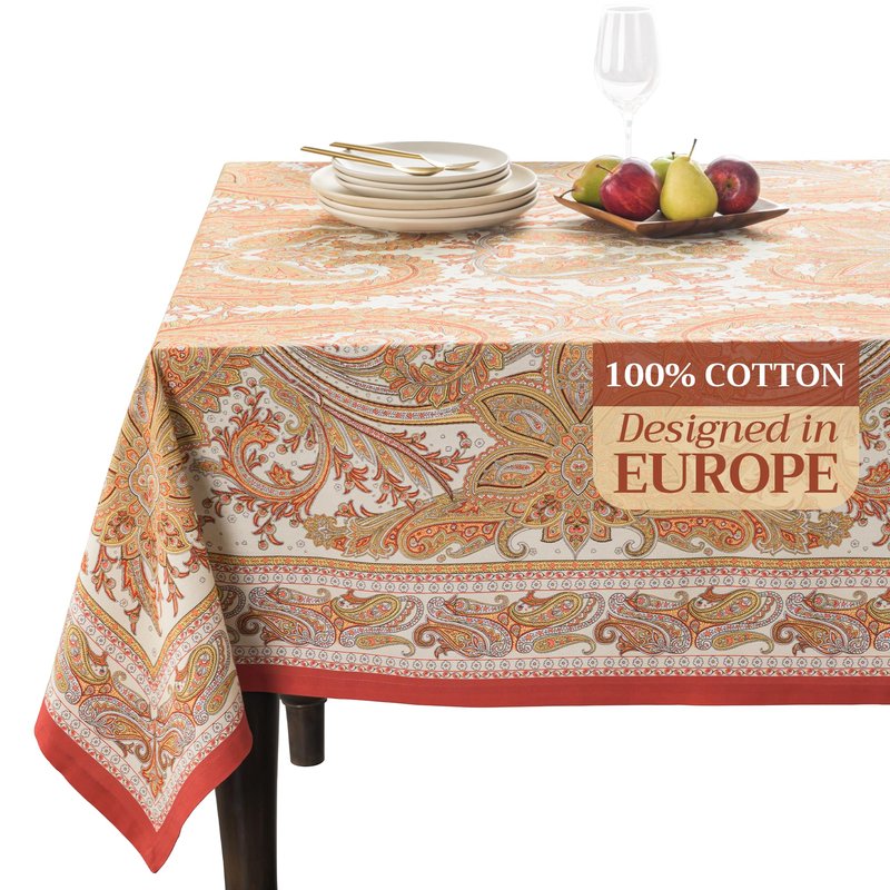Maison d' Hermine Table Cloth Square Table 100% Cotton 54 x 54 Inches Tablecloth Reusable Decorative Everyday Use for Dining Room, Farmhouse, Home, Party, Festive & Wedding - Kashmir Paisley