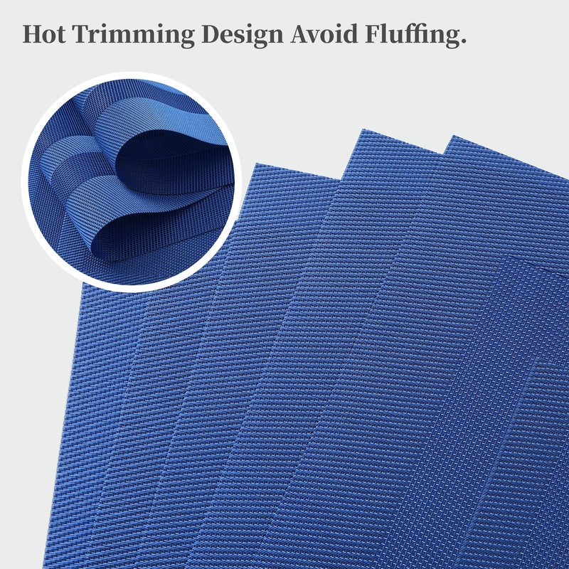 Leetaltree Blue Frame Placemats Set of 6 - Heat Resistant Non-Slip Place mats for Dining Table, Washable Durable PVC Vinyl Woven Table Mats（Blue Frame, 6）