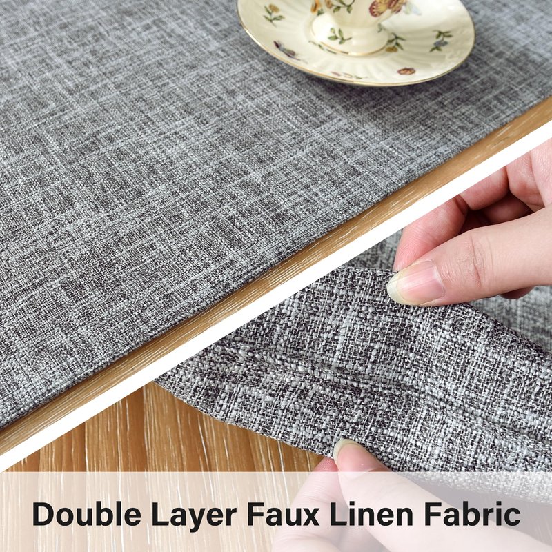 Farmhouse Rustic Faux Linen Table Runner Neutral Grey Table Runners Double Layer Reversible Rectangle Runners for Daily Use Kitchen Dining Banquet Holiday 13x36 Inch