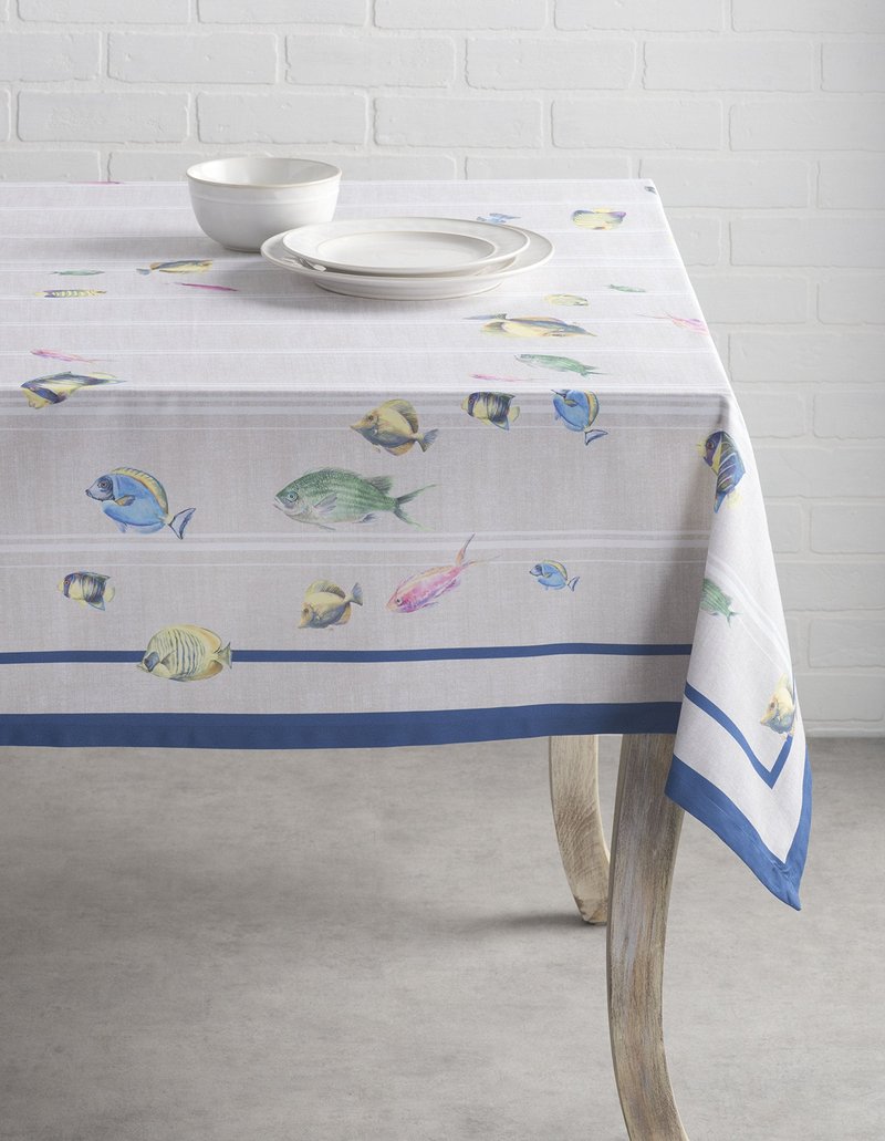 Maison d' Hermine Table Cloth Square Table 100% Cotton 54 x 54 Inches Tablecloth Reusable Decorative for Dining Kitchen Room Farmhouse Home Gifts for Mothers Day Spring Summer - Poisson