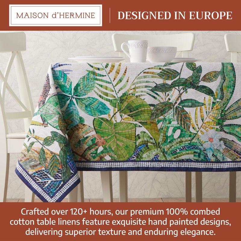 Maison d' Hermine Premium Table Cloth Rectangle Table 100% Combed Cotton 120 x 70 Inches Tablecloth Reusable Decorative for Dining Room, Farmhouse, Home, Party, Festive & Wedding - Mosaic