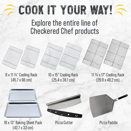 Checkered Chef Cooling Rack for Cooking and Baking - 8” x 11 ¾" Set of 2 Stainless Steel, Oven Safe Grid Wire Cookie Cooling Racks