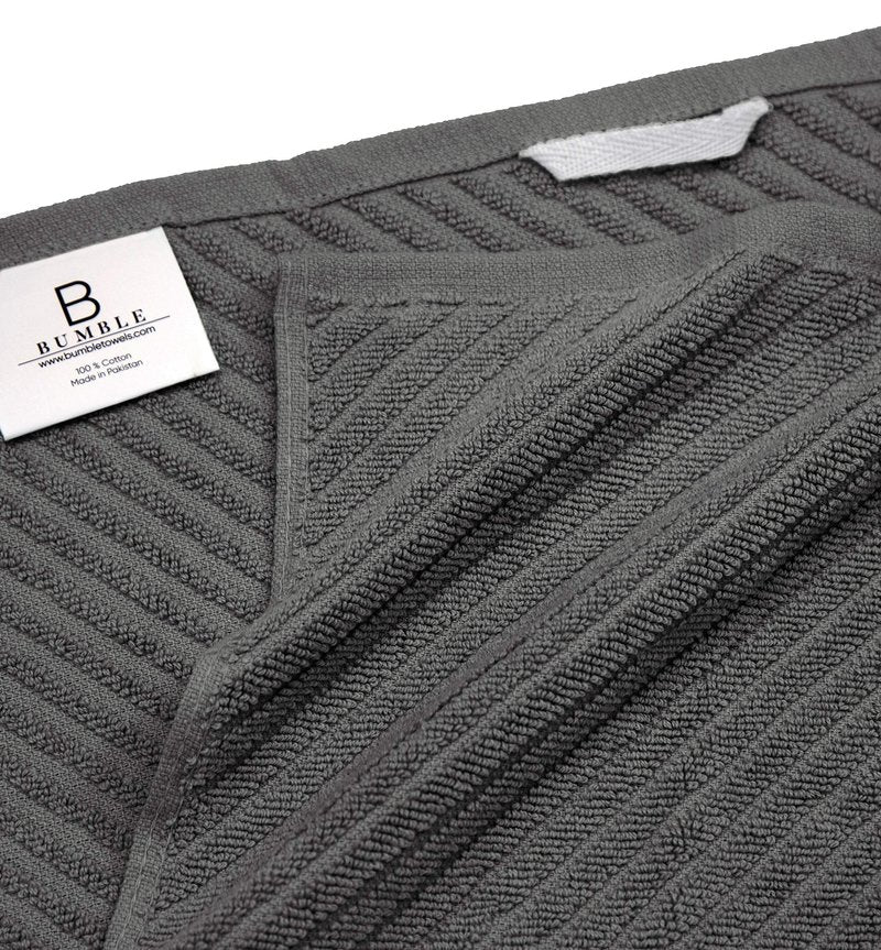 Premium Kitchen Towels (16”x 25”, 6 Pack) | Large Cotton Kitchen Hand Towels | Dish Towels | Diagonal Weave Design | 445 GSM Highly Absorbent Tea Towels Set with Hanging Loop | Grey