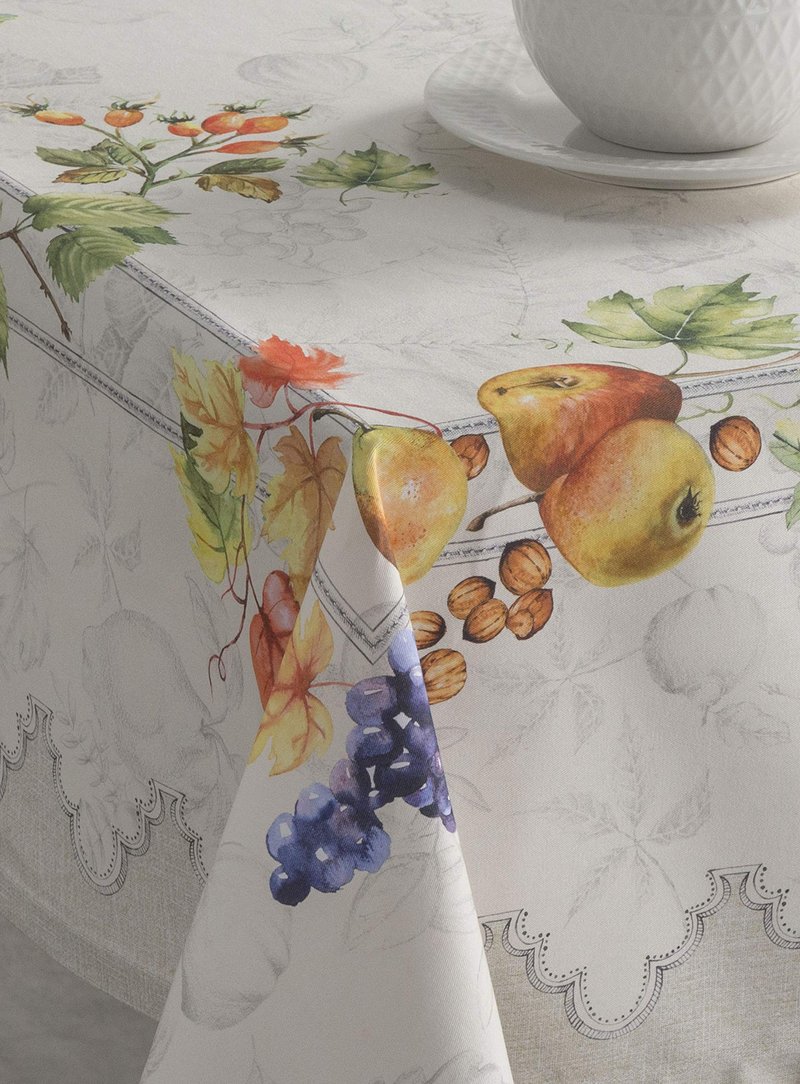Maison d' Hermine Table Cloth Square Table 100% Cotton 54 x 54 Inches Fall Tablecloth Reusable Everyday Use for Thanksgiving Christmas Decorations Dining Farmhouse Party (Fruit D'Hiver)