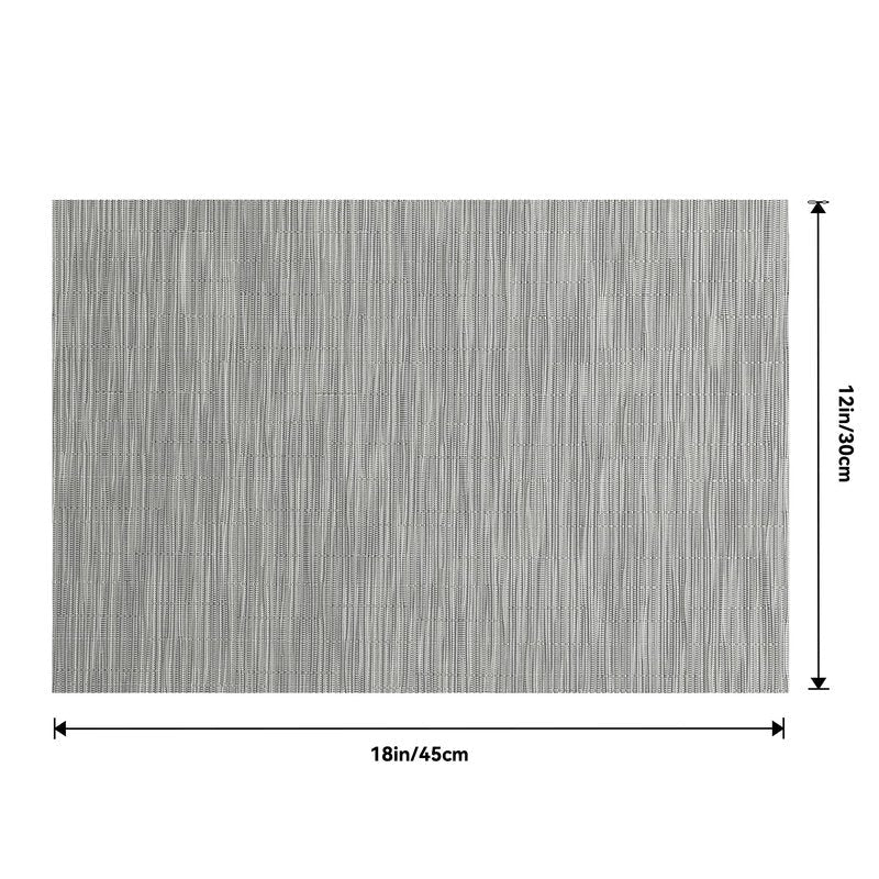 Leetaltree Silver Placemats Set of 12 - Heat Resistant Non-Slip Place mats for Dining Table, Washable Durable PVC Vinyl Woven Table Mats（Sliver, 12）