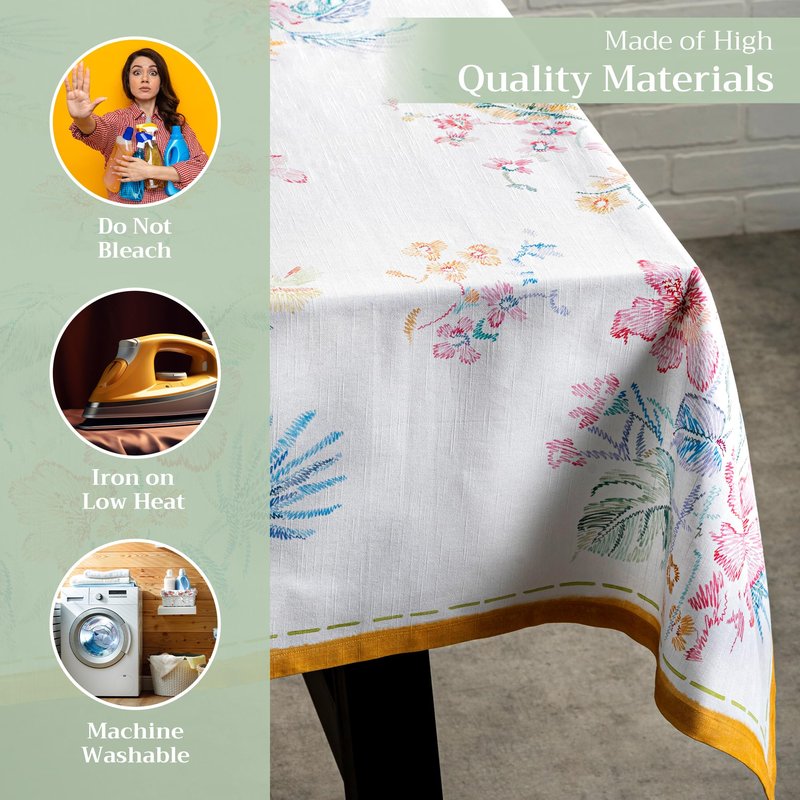Maison d' Hermine Table Cloth Rectangle Table 100% Cotton 70 x 120 Inches Tablecloth Reusable Decorative for Dining Kitchen Room Farmhouse Home Gifts for Mothers Day Spring Summer - Paradise Island