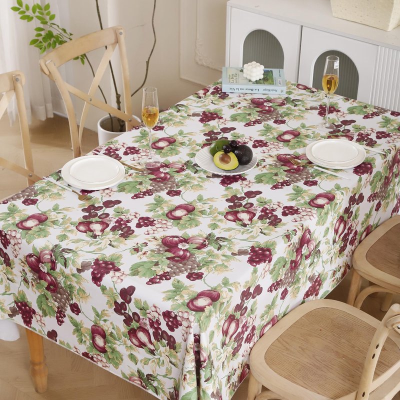 Walrus Heavy Duty Vinyl Tablecloth with Flannel Backing Waterproof Oil-Proof Plastic Table Cloth Stain-Resistant Wipeable Rectangle or Square Table Cover for Indoor and Outdoor (Fruits, 60x102 Inch)
