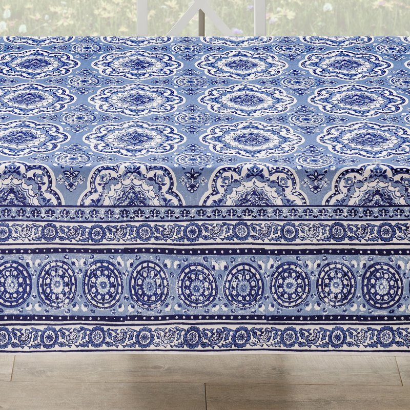 Maison d' Hermine Table Cloth Rectangle Table 100% Cotton 54 x 72 Inches Tablecloth Reusable Decorative for Dining Kitchen Room Farmhouse Party Home Hotel Restaurant Spring Summer - Melodie Bleue