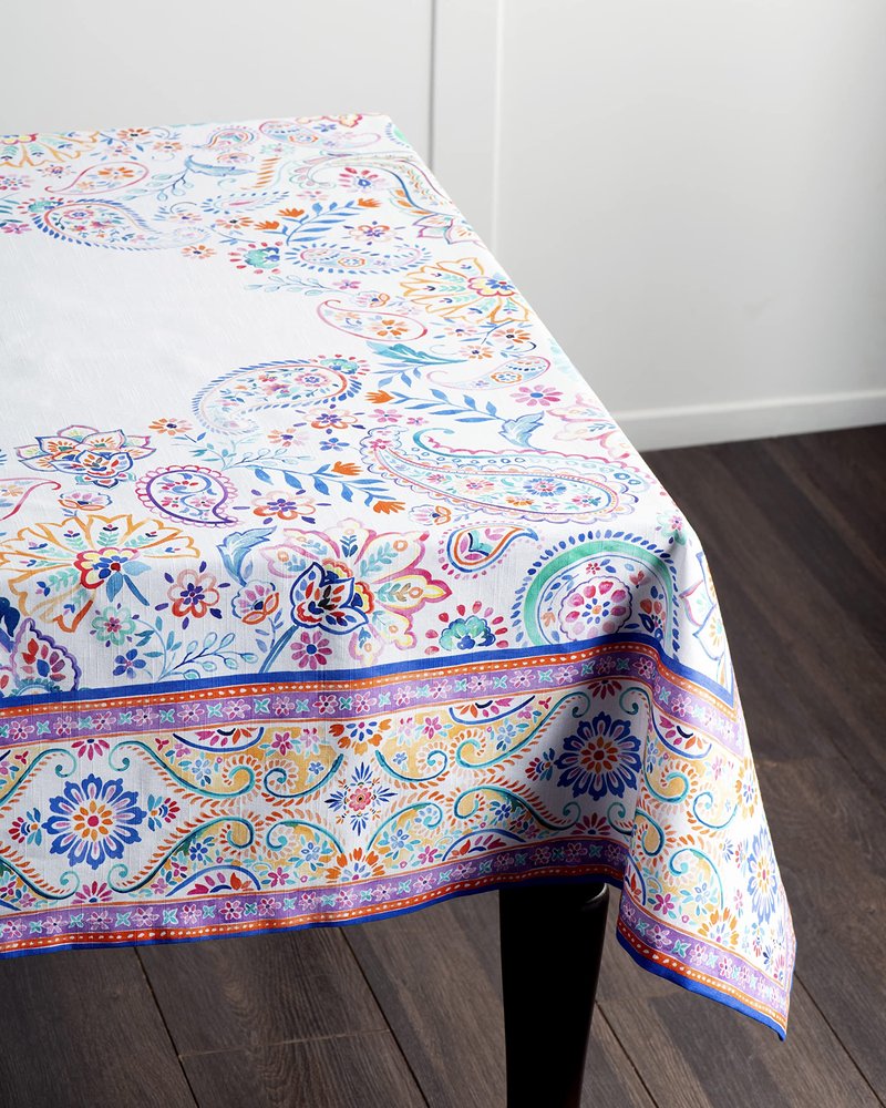 Maison d' Hermine Table Cloth Rectangle Table 100% Cotton 70 x 120 Inches Tablecloth Reusable Decorative for Dining Kitchen Room Farmhouse Home Gifts for Mothers Day Spring Summer - Indian Floral