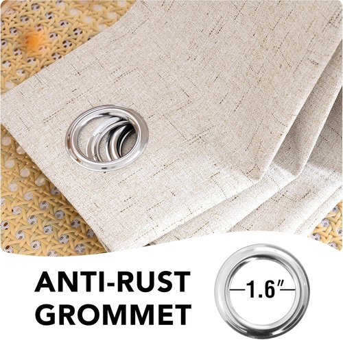 H.VERSAILTEX 100% Blackout Curtains - Full Light Blocking, Textured Window Drapes | 84-Inch Grommet Panels, Natural (2-Pack)