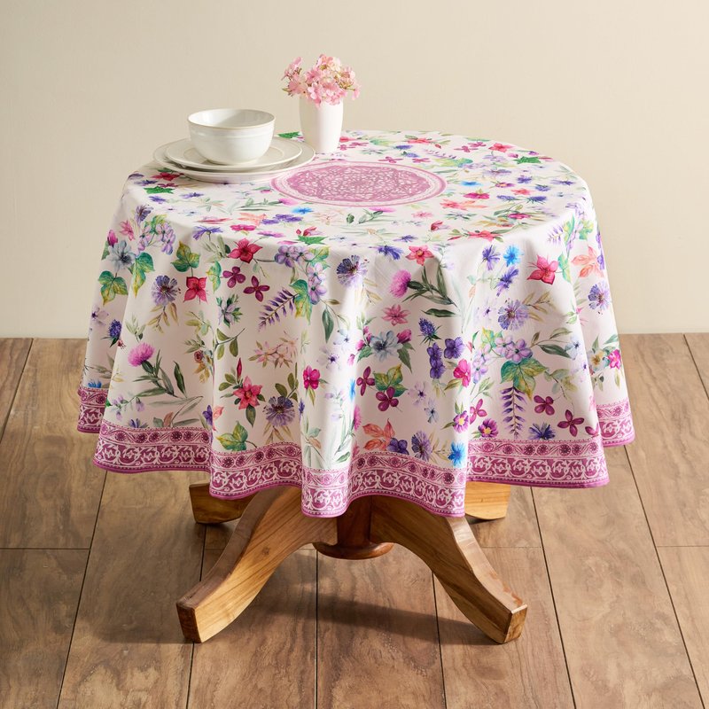 Maison d' Hermine Table Cloth Round Table 100% Cotton 69 Round Inches Tablecloth Reusable Decorative for Dining Kitchen Room Farmhouse Home Gifts for Mothers Day Spring Summer - Chardon