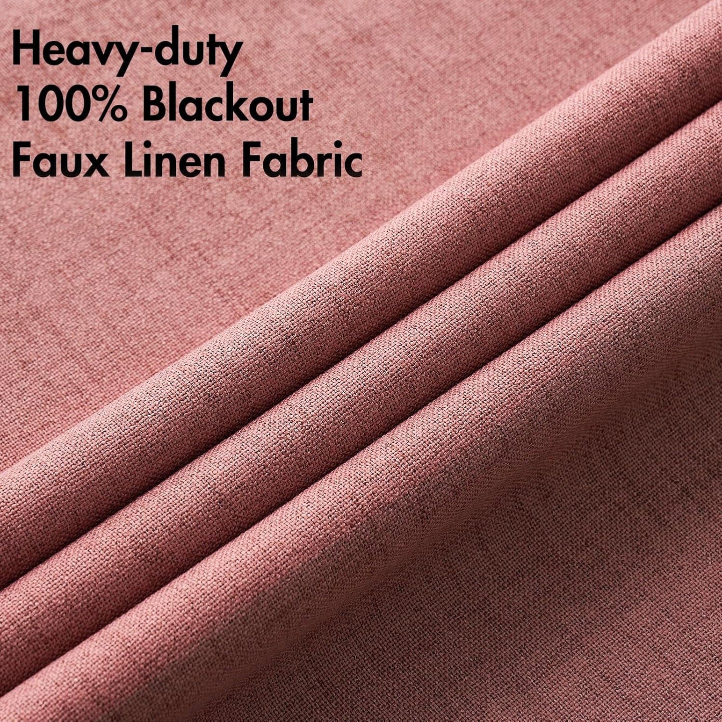 MIULEE 100% Blackout Linen Textured Curtains - Thermal Insulated Dusty Rose Drapes | 52 x 54 Inch (2 Panels)