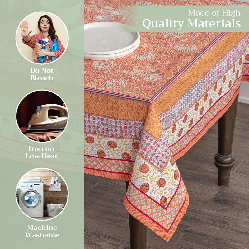 Maison d' Hermine Table Cloth Rectangle Table 100% Cotton 70 x 120 Inches Fall Tablecloth Reusable Everyday Use for Thanksgiving Christmas Decorations Dining Farmhouse Party (Harvest Festival)