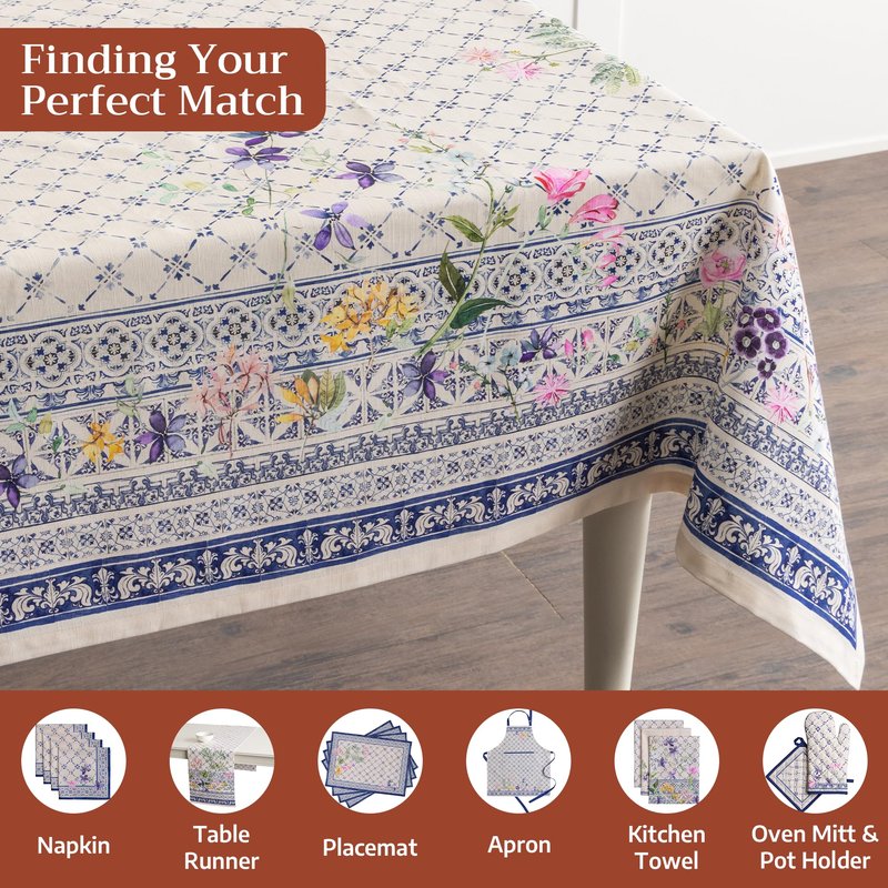Maison d' Hermine Table Cloth Rectangle Table 100% Cotton 70 x 90 Inches Tablecloth Reusable Decorative for Dining Kitchen Room Farmhouse Home Gifts for Mothers Day Spring Summer - Faience