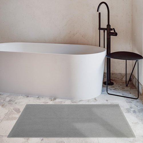 Cotton Paradise 100% Cotton Bath Mat - Soft, Absorbent, Quick-Dry | 17x24 Inch, Light Grey