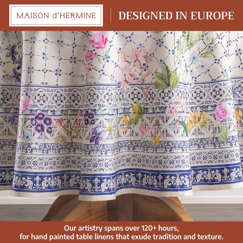 Maison d' Hermine Table Cloth Round Table 100% Cotton 69 Round Inches Tablecloth Reusable Decorative for Dining Kitchen Room Farmhouse Home Gifts for Mothers Day Spring Summer - Faience