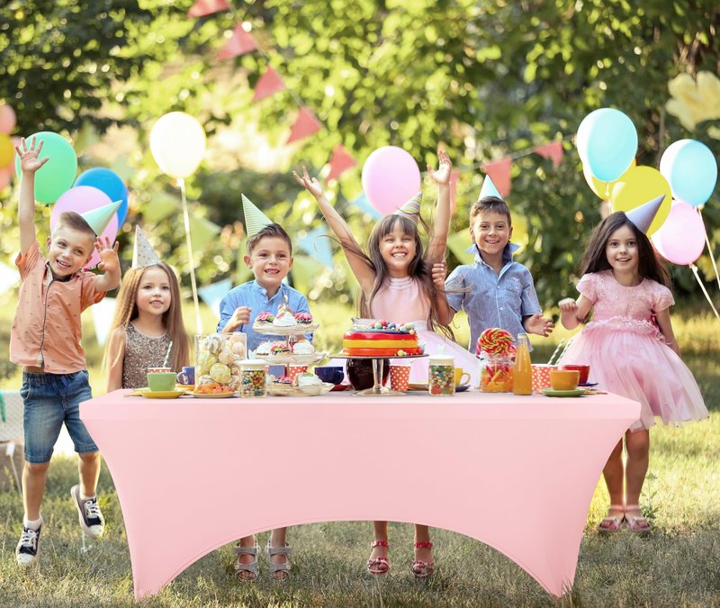 Utopia Kitchen Spandex Tablecloth 1 Pack [6FT, Pink] Tight, Fitted, Washable and Wrinkle Resistant Stretch Rectangular Patio Table Cover for Event, Wedding, Banquet & Parties [72Lx30Wx30H Inch]
