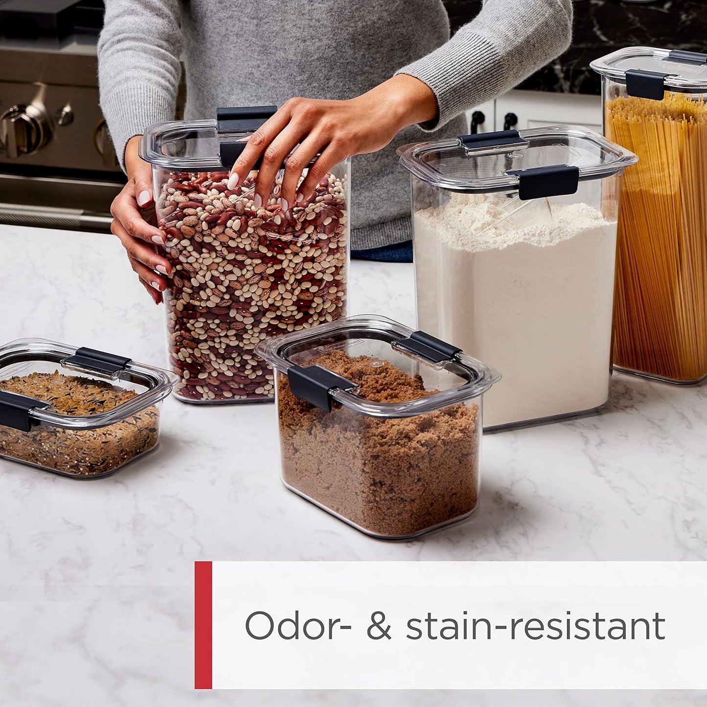 Rubbermaid Brilliance Pantry Storage Set - 10 Clear Airtight Food Containers for Freshness
