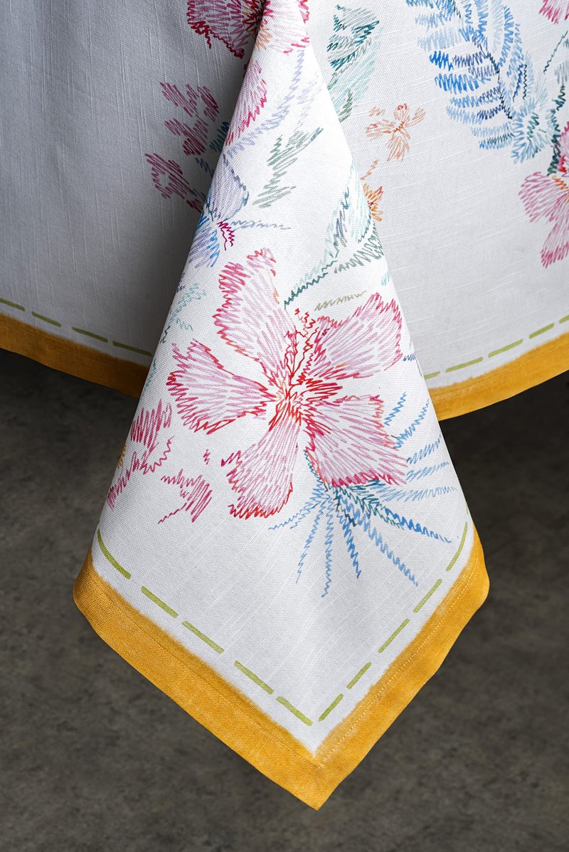 Maison d' Hermine Table Cloth Rectangle Table 100% Cotton 70 x 120 Inches Tablecloth Reusable Decorative for Dining Kitchen Room Farmhouse Home Gifts for Mothers Day Spring Summer - Paradise Island