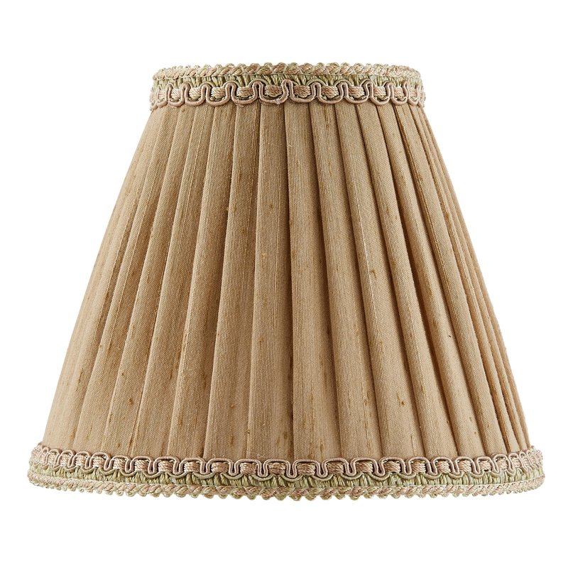 Aspen Creative 33002 Small Pleated Empire Shape Chandelier Clip-On Lamp Shade, Gold, 3" Top x 5" Bottom x 4" Slant