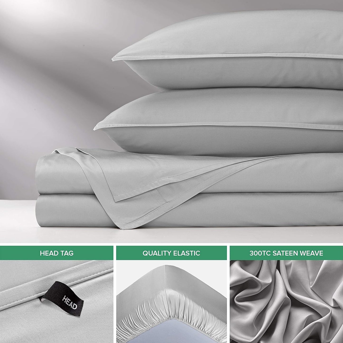 Pure Bamboo Short Queen Sheets - 100% Organic Viscose, Soft & Cooling Bed Sheet Set | 60"x75", Silver Pearl