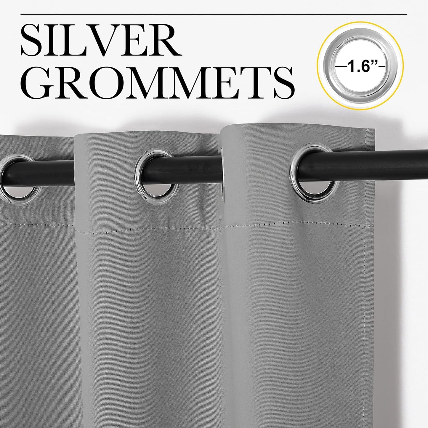 NICETOWN Silver Grey Thermal Insulated Blackout Curtains - Kids Window Drapes for Nursery (2 Panels, W42 x L48-Inch)