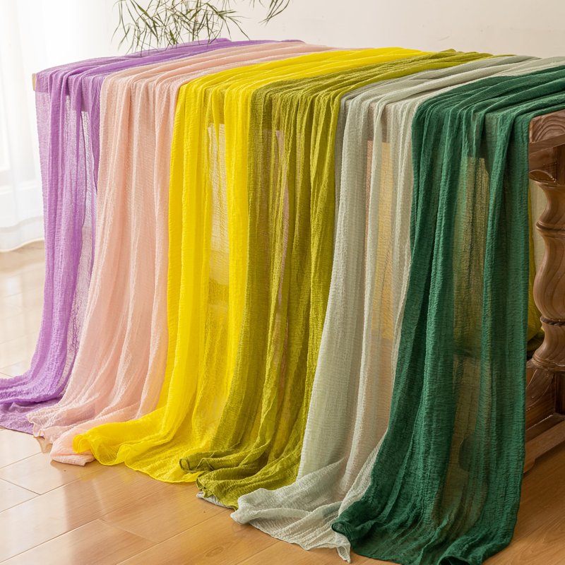 Keketoarrange 6pcs Golden Gauze Rustic Cheesecloth Table Runner 120 Inch 10 FT for Wedding Baby Shower Bridal Shower Birthday Engagement Garden Outdoor Party Long Sheer Boho Decorations