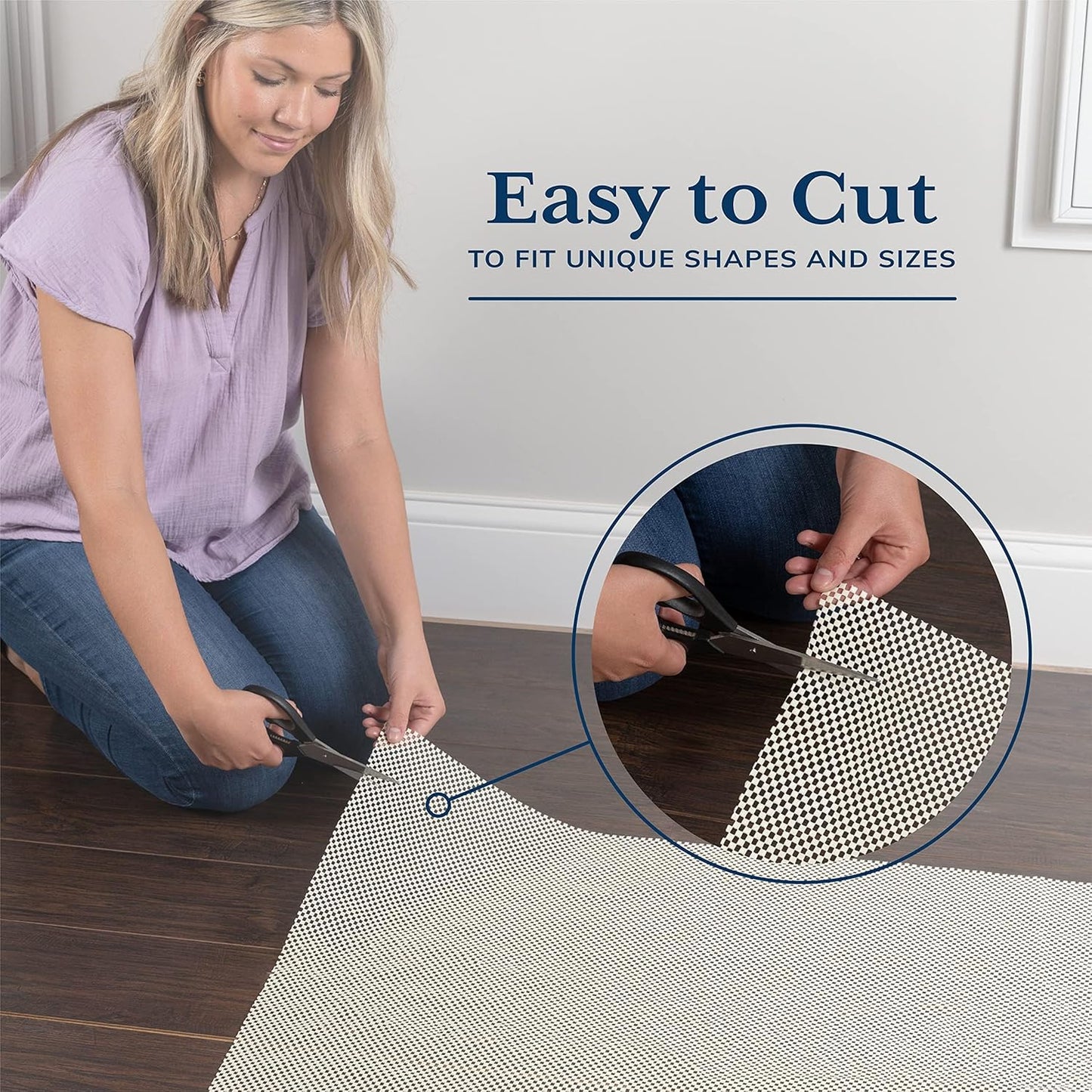 Veken Rug Pad Gripper - Non-Slip 9x12 Ft Mat for Hardwood & Tile Floors | Thick Anti-Skid Design