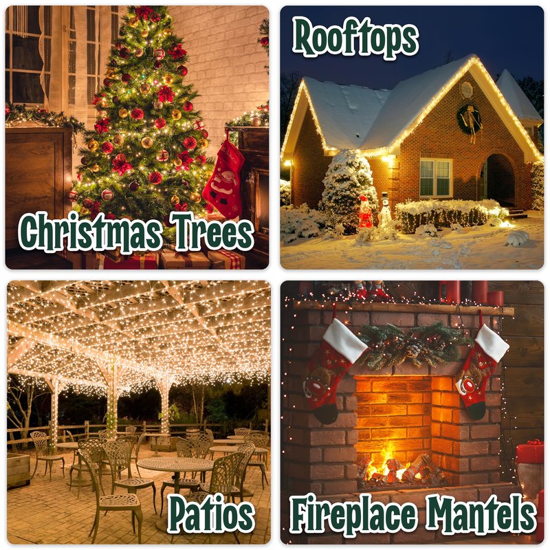 Clear Warm White Christmas Lights - 20 ft String of 105 Incandescent Mini Multifunctional Lighting Modes for Decorative, Bedroom, Outdoor, Xmas Twinkle Christmas Tree Lights, White Wire Total 21.6 ft